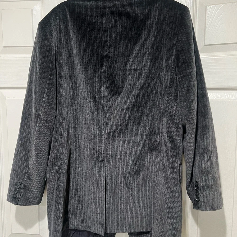 THEORY ‎ Luxe Plush Velvet Tuxedo Blazer Dark Grey Sporty Business Casual 46R